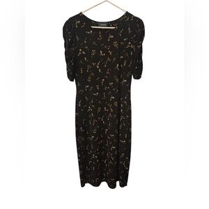 ModCloth Size L Puff-Sleeve Sweetheart Midi Dress in a floral print